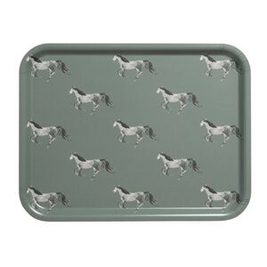 New‎ Large Gray Horses Birchwood Tray Made in Sweden